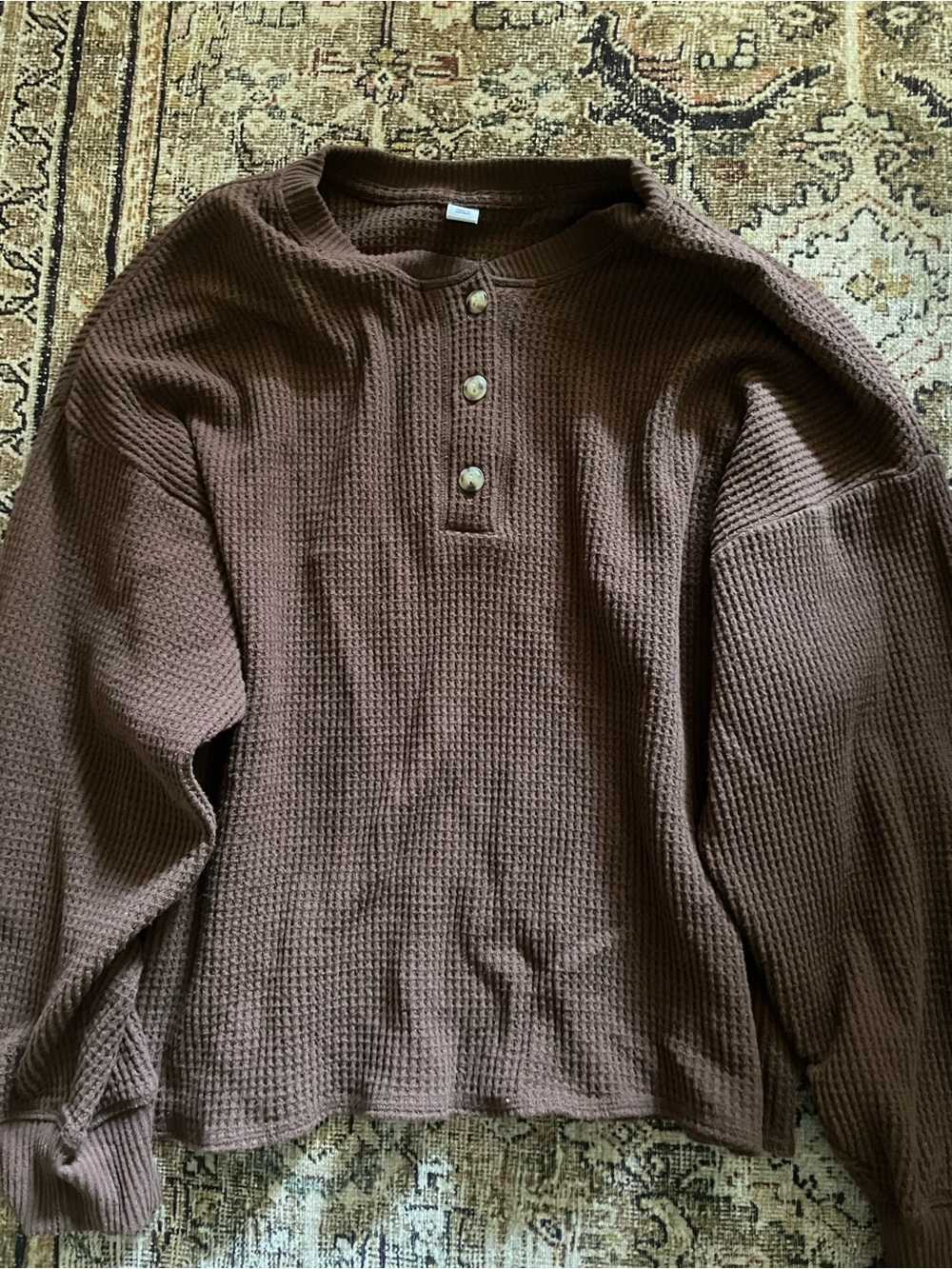 Women’s Brown Waffle Knit Shirt - Old Navy